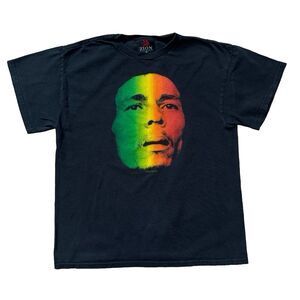 Vintage 2000s Zion Rootswear Rasta Face Graphic Tee Black T-Shirt Size M Jamaica